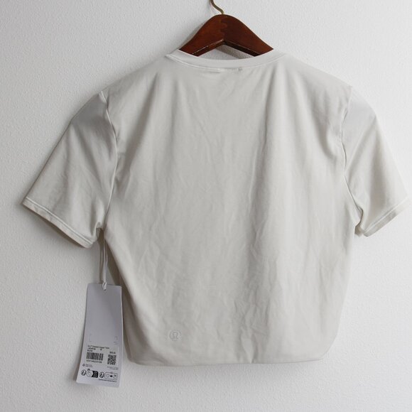 NWT Lululemon Wundermost Ultra-Soft Nulu Crewneck Cropped T-Shirt Bone Sz Medium - Picture 12 of 12